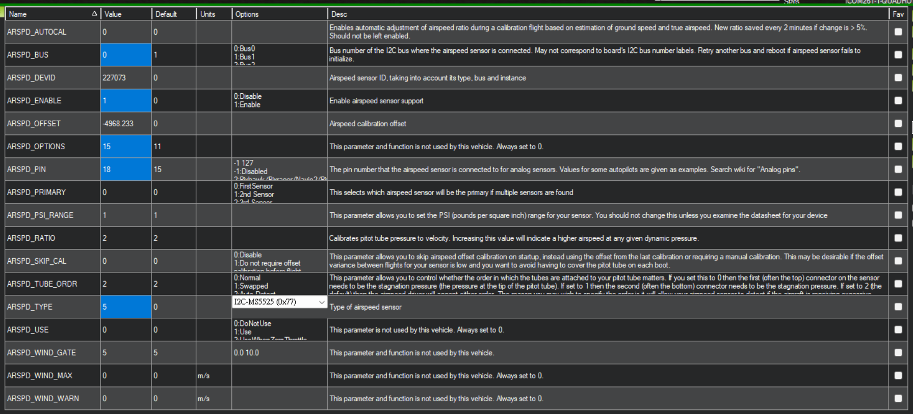 ARSPD full parameters